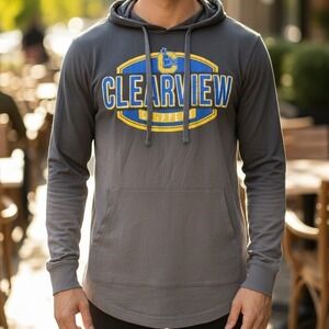 Clearview Clippers Hoodie Gray Long Sleeve Pullover Athletic Mens L